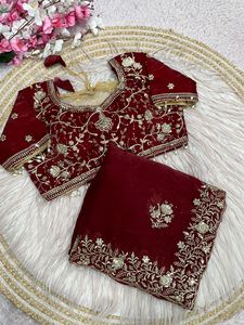 Sari en satin Fendy classique pour mariage indien, tenue de fête, avec blouse exclusive, vente de vêtements ethniques pour mariage indien - Product Image 6