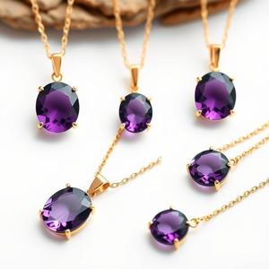 Nouvelle mode personnalisée pendentif en argent sterling 925 colliers de pierres précieuses améthyste collier de chaîne en argent sterling 925 - Product Image 3