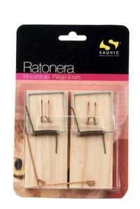 2 unità Trappola per topi in legno di pino 11x4,8x1,2 cm (Sauvic 15125) - Product Image 1