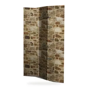 Pantalla Plegable de Lona de Doble Cara con Diseño de Pared de Piedra - Product Image 4