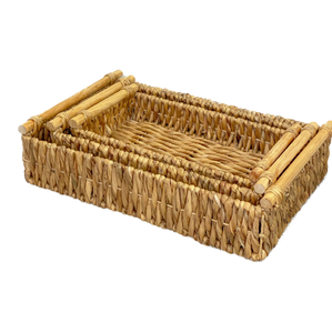 Vendeur indien gros forme carrée jacinthe d'eau en osier jonc de mer panier de rangement artisanat pour usage domestique - Product Image 4