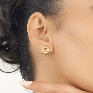 Mist <b>Halo</b> Stud Gold <b>Earring</b>-Stainless Steel Party Jewelry - Product Image 2