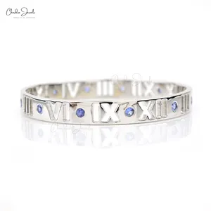 Gelang Tanzanite biru alami untuk perhiasan, gelang manufaktur perhiasan modis bentuk bulat 2mm, perhiasan perak Sterling 925 mewah klasik