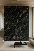 Lantai & Meja Ruang Makan Villa Modern, Slab Granit Alami Ramah Lingkungan, Ukuran Dapat Disesuaikan, Permukaan Dipoles, Black Forest Big Slab