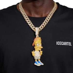 Colgante y Amuleto Personalizado de BART SIMPSON con Logotipo en Oro de 14K y Moissanita - Product Image 6