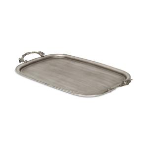 Elegant Silver Rectangular Serving <b>Tray</b> with Intricate Handles and Smooth Surface Perfect for Stylish and Decor - Product Image 2