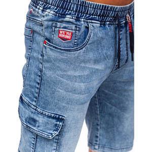 Shorts en jean décontractés pour homme, taille haute, extensible, nouveau denim bleu noir, vêtements d'été, tissés, imprimés, respirants, streetwear - Product Image 5