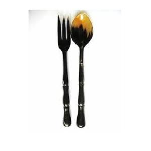 Cuillère double ton en bois de corne noire faite à la main la plus populaire avec un design élégant d'incrustation Couverts à manger uniques Cuillères de service artistiques - Product Image 6