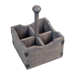 Best Selling Mango Wood Serving Caddy Decorative <b>Kitchen</b> Organizer for <b>Storage</b> Tableware Cutlery Office Use-OEM Design - Product Image 4