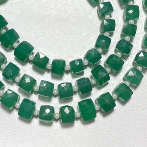 Perles d'onyx vert à facettes en gros 7-8MM en forme de cube naturel pierres précieuses en forme de boîte fournitures de perles de pierre - Product Image 4