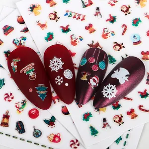 Custom Christmas 2022 cat decal Christmas 3d 5d gold designer brand luxury nail art stickers for kids