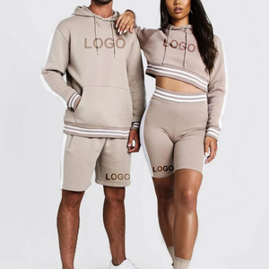 ชุดวอร์มมีฮู้ดสำหรับฤดูหนาวแบบกำหนดเองสำหรับคู่รัก ชุดออกกำลังกายผ้าฝ้าย 100% ชุดเข้าชุดสำหรับผู้ชายและผู้หญิง - Product Image 1
