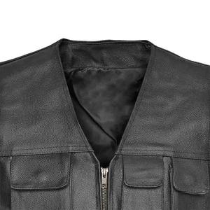 Chaleco de Cuero Negro de Alta Calidad para Hombre, Talla Grande, Cuero Genuino, Chalecos de Cuero de Moda de Primera Calidad - Product Image 4
