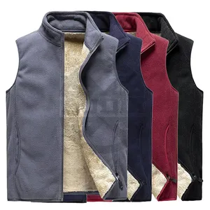 2024 Heren Polar Fleece Vest Bodywarmer Mouwloos Jasje Sherpa Gevoerde Ritssluiting Met Zakken