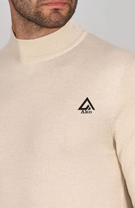 Suéter Cárdigan de Manga Larga, Suéter de Punto, Suéter de Invierno para Hombre con Cierre, Color Marrón Claro, 100% Algodón, el Mejor Producto en AKO Sports - Product Image 3