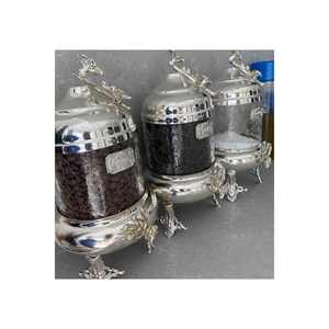 Juego de 3 tarros de almacenamiento de 1L de capacidad de material de leva turca gris seguro para alimentos - Product Image 1