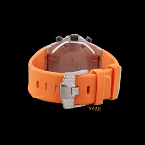 Reloj de marca para hombre Iced Out Lab Grown Hip Hop con la última correa de goma naranja pasa el probador de diamantes recién llegado reloj de moda - Product Image 3