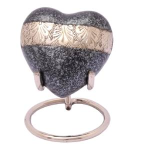 Urnes funéraires en laiton en marbre noir avec support fini nickel - Product Image 1