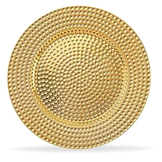 Solid Metal Hammered Dinnerware Serving Charger Plate Eco-friendly Feature Metal Stainless Steel Charger Plate