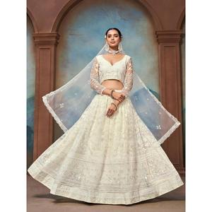 Lehenga Choli de Primera Calidad para Mujer, Estampado Floral, Largo hasta el Suelo, Corte en A, Tela Ecológica, Bordado a Mano para Bodas - Product Image 4