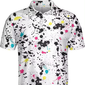 เสื้อกอล์ฟผู้ชายคุณภาพสูง แห้งเร็ว ลายทาง ผ้ายืด/โพลีเอสเตอร์ ถักแบบเจอร์ซีย์ สีสั่งทำได้ พิมพ์ลายแบบซับลิเมชั่นเต็มตัว - Product Image 1