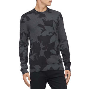 Maglione da Uomo Calvin Klein Extra Large Regular-Fit in Jacquard Floreale Testurizzato Nero - Product Image 1