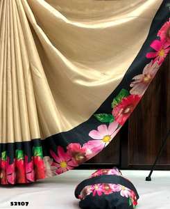 บูติกอินเดียที่ขายดีที่สุดดอกไม้ผ้าไหมทัสซาร์พิมพ์ดิจิตอลมาพร้อมกับการออกแบบดอกไม้ patta พิมพ์ด้วย tussle - Product Image 5