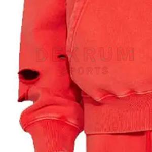 Sudadera con Capucha Personalizada con Logotipo Desgastado para Hombre, Diseño Vintage 2026 con Cierre y Dobladillo sin Rematar, Teñido Liso para Invierno, MOQ Bajo - Product Image 5