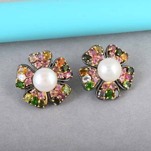 Pendientes de Plata de Ley 925 con Flores de Madreperla y Turmalina, Joyería Fina de Alta Calidad, Gran Venta - Product Image 4