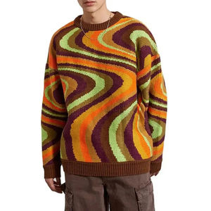 Suéter de diseñador de hombre cálido de invierno con cuello redondo personalizado de fábrica de la mejor calidad suéter de talla grande transpirable de punto jacquard - Product Image 5