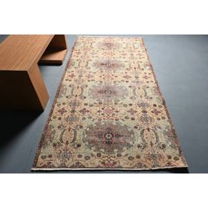 Alfombra Oriental de lana turca Vintage exclusiva de Alibaba, 4x7,8 pies, diseño de retazos rojo Beige, nueva área grande, rectángulo, pasillo, látex - Product Image 1