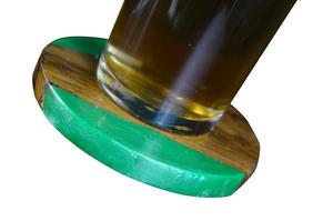 โต๊ะกาแฟอีพ็อกซี่ทำด้วยมือสีเขียวและไม้ทรงกลมดีไซน์โบราณร่วมสมัยสำหรับบ้านเฟอร์นิเจอร์โต๊ะป้องกัน - Product Image 2