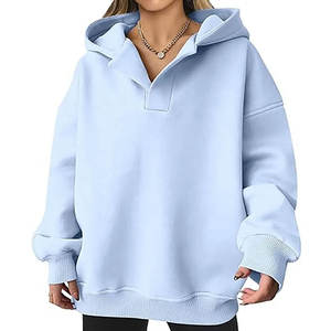 Sudadera con capucha gruesa personalizada para mujer, Color sólido, manga larga, deporte, gimnasio, Polar, pulóver, sudaderas lisas con capucha para mujer - Product Image 5