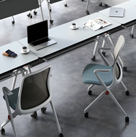 Ensemble chaise et bureau pliables ARA, chaise de conférence rembourrée pour formation et réunion, certifiée BIFMA, avec accoudoirs fixes, pour projets de bureau ODM