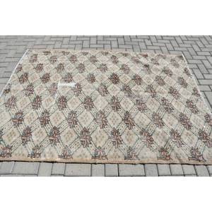 พรมตุรกีวินเทจคลาสสิกสีเบจสีน้ำตาลขนาด5.1x7.1ฟุตพื้นที่ขนาดใหญ่ขนสัตว์ด้านหลังเย็บปะติดปะต่อกันสำหรับห้องโถงห้องนอนพรมข้างเตียง - Product Image 3