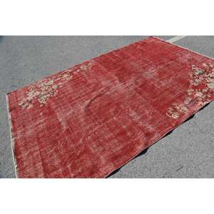 พรมปูพื้นขนาดใหญ่สไตล์ตุรกีวินเทจแบบคลาสสิกสีแดงขนาด6.4x10.1ฟุตผ้าขนสัตว์แอบสแตรกต์มีลวดลายหนา10มม. สำหรับโถงทางเดิน - Product Image 4