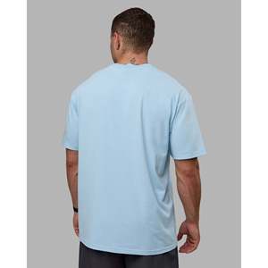 Camiseta Oversize de Algodón FLX - Azul Glaciar para Impresión Serigráfica en Blanco Hueso 220gsm - Product Image 4