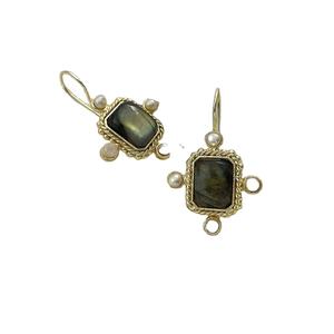 ต่างหูอัญมณีและลาบราดอไรต์ชุบทองเครื่องประดับแฟชั่นทำด้วยมือพร้อมสายคล้องหูสำหรับงานแต่งงาน - Product Image 5