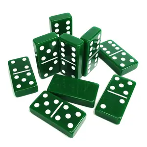 Jade Green Plastic Double 6 Domino Game Set Tournament Size Dominoes Board Game Block Juego Domino Custom