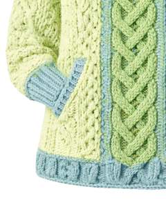 Pull à capuche en tricot bleu vert clair pour femmes personnalisé Motif en tricot torsadé Pull chaud d'hiver avec poches Coupe ample décontractée - Product Image 5