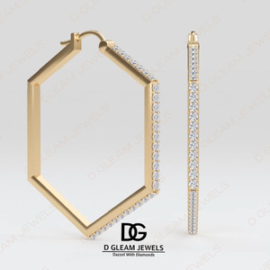 Certifié SGL Boucles d'oreilles créoles cloutées de diamants à la mode en or blanc jaune finition rose pour mariages fêtes fiançailles excellente idée cadeau - Product Image 2