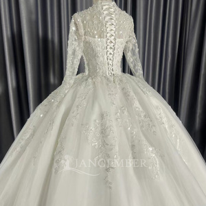 Abito <span class=keywords><strong>da</strong></span> Sposa Modesto Jancember CM30, Vestito Nuziale in Pizzo con Collo Alto, Abito <span class=keywords><strong>da</strong></span> Ballo, Vestido De Novia a Maniche Lunghe per <span class=keywords><strong>Cerimonia</strong></span> in Cattedrale - Product Image 6