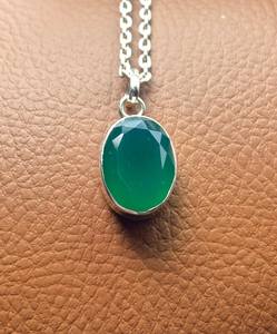 Colgante de ónix verde Natural de Plata de Ley 925, joyería de piedras preciosas facetadas ovaladas a la moda, ajuste de bisel, aniversarios de compromiso - Product Image 2