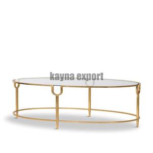 Muebles modernos de lujo para el hogar, venta directa de fábrica, sala de estar, mesa de centro de metal con tapa de cristal, diseño móvil - Product Image 1