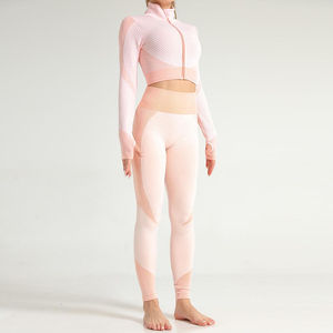 Conjunto de Yoga Ligero para Mujer, Cintura Media Elástica, Top Corto de Gimnasio, Pantalones a Media Pierna, Transpirable, de Secado Rápido, Color Sólido, para Entrenamiento - Product Image 5