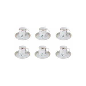 Botanical 12-Piece Porcelain White Coffee Set Cylinder Shape for Afternoon Tea - Product Image 1