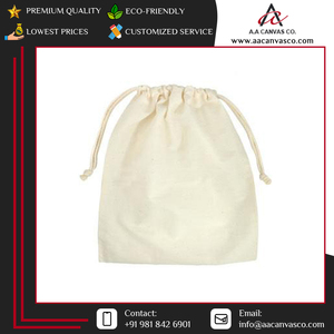 Premium Quality Modern Style Cream Color Reusable Cotton <b>Canvas</b> Shopping <b>Drawstring</b> <b>Bags</b> for Wholesale Purchasers from India - Product Image 5