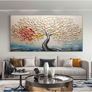 Tùy Chỉnh Sơn Tường Sơn Nghệ Thuật Sơn Màu Be Màu Xanh Màu Đỏ 3D Kết Cấu Bức Tranh Tường Trừu Tượng Cây Sơn Dầu Bức Tranh Và Tường Nghệ Thuật - Product Image 1