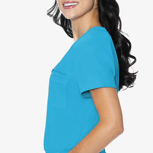 เสื้อสครับแพทย์หญิงแบบสั่งทำ เสื้อสครับพนักงานคลินิก แฟชั่นเสื้อสครับผู้หญิง แขนสั้น ผ้าเจอร์ซีย์ - Product Image 3