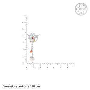 <b>Silver</b> Bhavani Necklace with Rhodium Plating Trendy Geometric Link <b>Chain</b> Featuring Diamond and Pearl <b>for</b> Parties or Gifts - Product Image 5